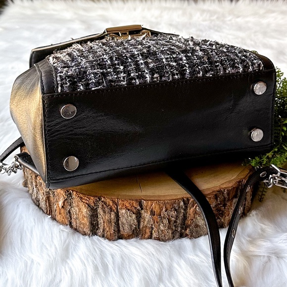 Michael Kors Whitney Mini Black Leather Tweed Textured Backpack Purse 30F8SXIB6C - Picture 6 of 11